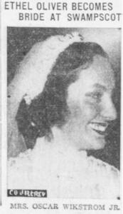 Ethel Mary Oliver Wikstrom, The Boston Globe, Monday, Mar 7, 1938