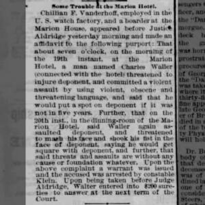 Chillian Vanderhoff - Trouble at the Marion Motel - The Jersey Journal Fri, Aug 22, 1873